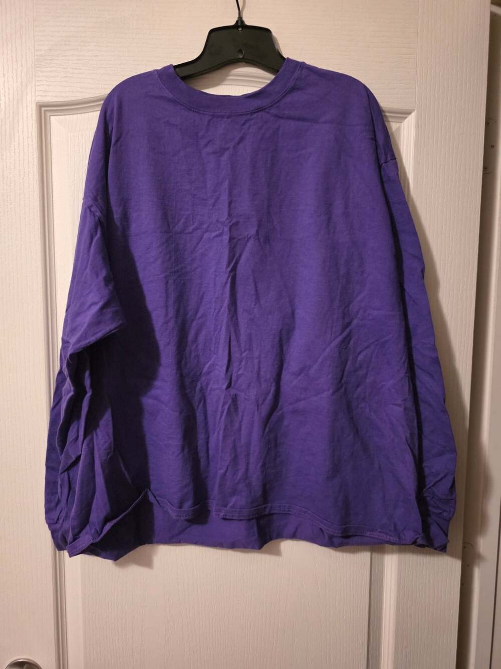 Hanes Beefy-T Long Sleeve Shirt Size 2XL Purple Cotton Blank